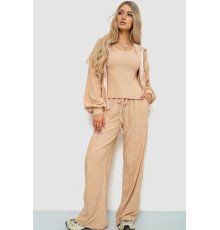 Спорт костюм женский махровый тройка, цвет бежевый, 102R5250