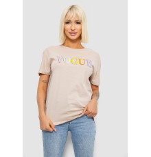 Футболка жіноча з принтом, колір бежевий, 244R4022 Футболка жіноча з принтом, колір бежевий, 244R4022
