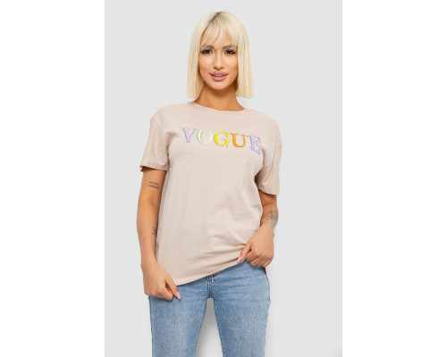 Футболка жіноча з принтом, колір бежевий, 244R4022