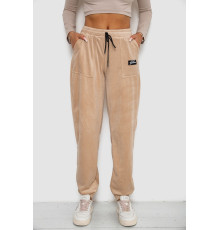 Спортивные штаны велюровые женские на флисе, цвет светло-бежевый, 238R58649-1