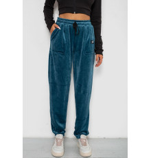 Спортивные штаны велюровые женские на флисе, цвет петроль, 238R58649-1 Спортивные штаны велюровые женские на флисе, цвет петроль, 238R58649-1