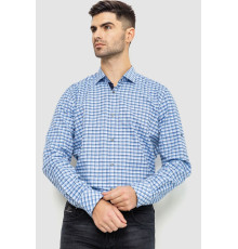 Рубашка мужская в клетку, цвет бело-голубой, 214R117-35-198 Рубашка мужская в клетку, цвет бело-голубой, 214R117-35-198