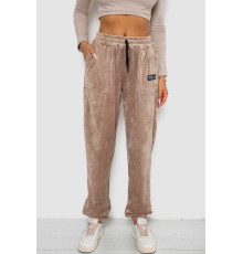 Спортивные штаны велюровые женские на флисе, цвет бежевый, 238R58645
