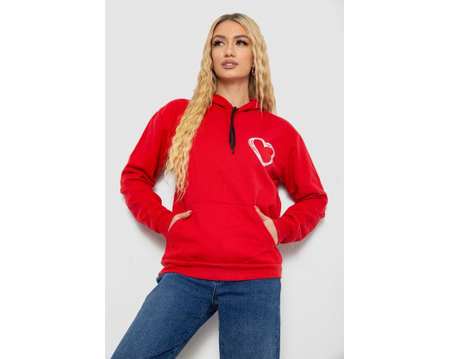 Худи женский на тонком флисе, цвет красный, 238R57162-10