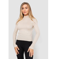 Водолазка женская в рубчик, цвет светло-бежевый, 214R91306