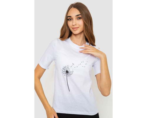 Жіноча футболка з принтом, колір білий, 241R124