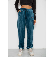 Спортивні штани велюрові жіночі на флісі, колір смарагдовий, 238R58645 Спортивні штани велюрові жіночі на флісі, колір смарагдовий, 238R58645