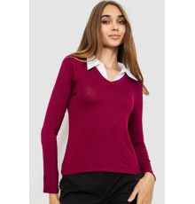 Лонгслив женский с воротником, цвет бордовый, 186R308