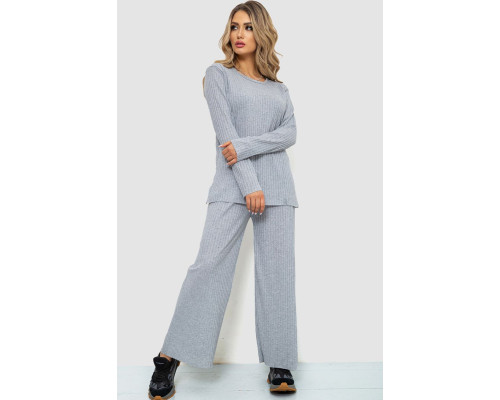 Костюм жіночий в рубчик повсякденний, колір світло-сірий, 238R57415