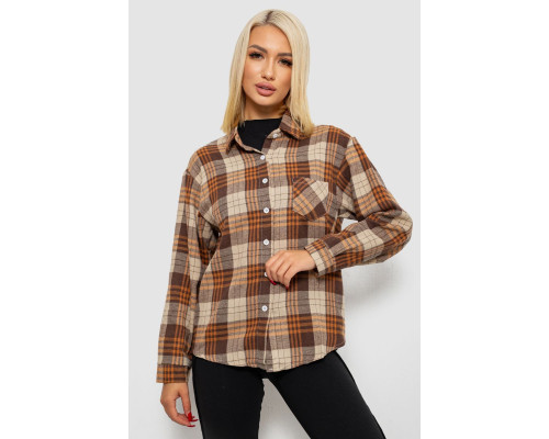 Рубашка женская в клетку, цвет коричневый, 244R1070-2