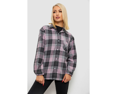 Рубашка женская в клетку, цвет серый, 244R1070-2