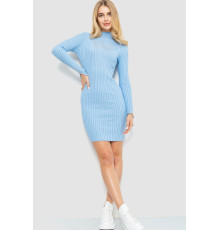 Платье вязаное в рубчик, цвет голубой, 204R173