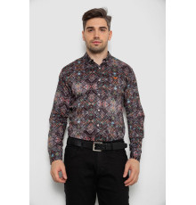 Рубашка мужская с принтом, цвет коричневый, 214R2684 Рубашка мужская с принтом, цвет коричневый, 214R2684