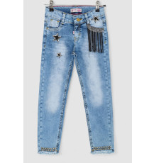 Джинсы для девочек, цвет темно-голубой, 247R3827