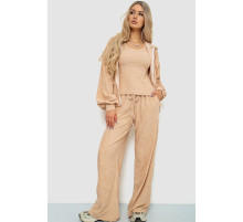 Спорт костюм женский махровый тройка, цвет бежевый, 102R5250