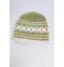 Детская шапка, зелено-белого цвета с узором, 167R7781