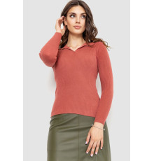 Кофта женская в рубчик, цвет темно-коралловый, 204R015