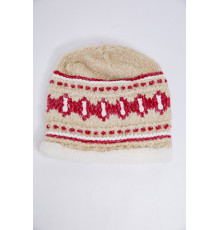 Детская шапка, бежево-красного цвета с узором, 167R7781