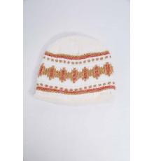 Детская шапка, молочно-бежевого цвета с узором, 167R7781