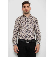Сорочка чоловіча з принтом, колір бежевий, 214R1046