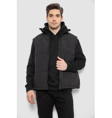 Жилет чоловічий однотонний утеплений, колір чорний, 244RF2-2