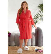 Халат жіночий домашній в горошок, колір червоно-білий, 257R334