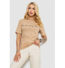 Футболка женская с принтом, цвет бежевый, 241R130