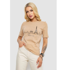 Футболка женская с принтом, цвет бежевый, 241R132