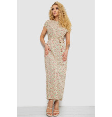 Сукня з принтом софт, колір бежево-червоний, 214R0228-2 Сукня з принтом софт, колір бежево-червоний, 214R0228-2