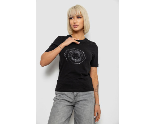 Футболка женская с принтом, цвет черный, 241R139