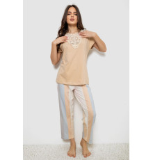 Пижама женская с принтом, цвет бежевый, 243R1600-019