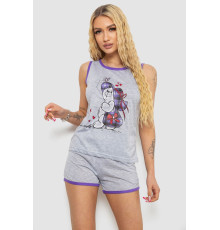 Жіноча піжама з принтом, колір сіро-бузковий, 238RB40