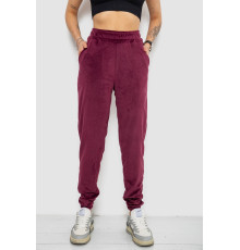 Спортивні штани жіночі велюрові, колір бордовий, 238R58646