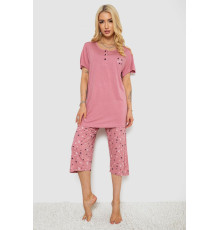Піжама жіноча з принтом, колір пудровий, 243R6998