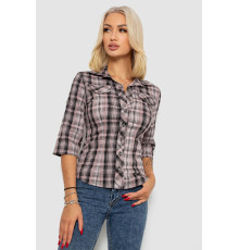 Рубашка женская в клетку, цвет темно-пудровый, 230R063