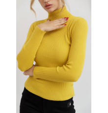 Стильный женский гольф в рубчик, цвет горчичный, 204R001