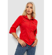Рубашка женская однотонная, цвет красный, 230R068-5