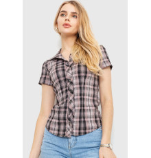 Рубашка женская в клетку повседневная, цвет темно-пудровый, 230R062