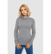 Свитер-гольф женский однотонный, цвет серый, 247R3287