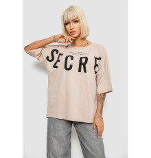 Футболка жіноча з принтом, колір світло-бежевий, 244R3008-1