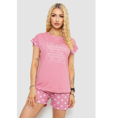 Піжама жіноча з принтом, колір пудровий, 243R2110