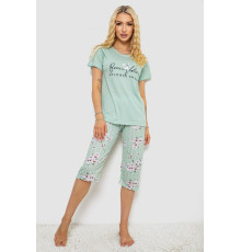 Пижама женская с принтом, цвет мятный, 243R10279