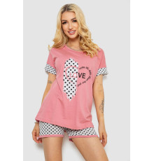 Піжама жіноча з принтом, колір пудровий, 243R3049