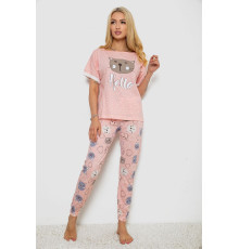 Піжама жіноча з принтом, колір персиковий, 243R15240