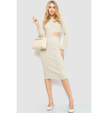 Сукня у рубчик, колір світло-бежевий, 204R175