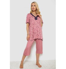 Піжама жіноча з принтом, колір пудровий, 243R7024