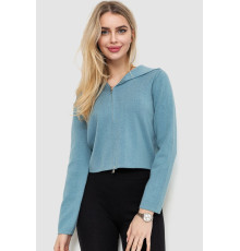 Кофта жіноча на блискавці з капюшоном, колір джинс, 244R008