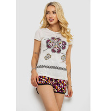 Піжама жіноча з принтом, колір молочний, 243R8301