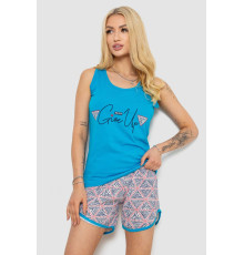 Піжама жіноча з принтом, колір блакитний, 243R2061