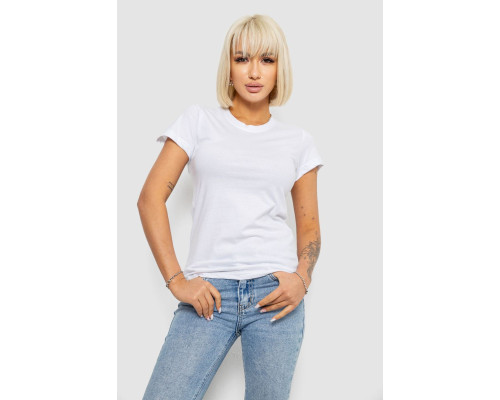 Футболка женская однотонная, цвет белый, 129R8900